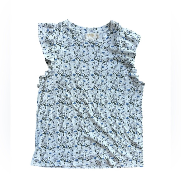 Nation LTD Paulette Ruffle Tank White Blue Size Large - Picture 3 of 8